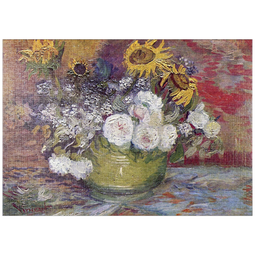 Darstellung des Puzzle Motivs puzzleplate Vincent van Gogh's Bowl With Sunflowers Roses And Other Flowers (1886) 1000 Puzzle