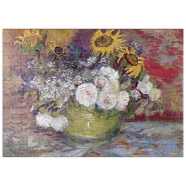 Darstellung des Puzzle Motivs puzzleplate Vincent van Gogh's Bowl With Sunflowers Roses And Other Flowers (1886) 100 Puzzle