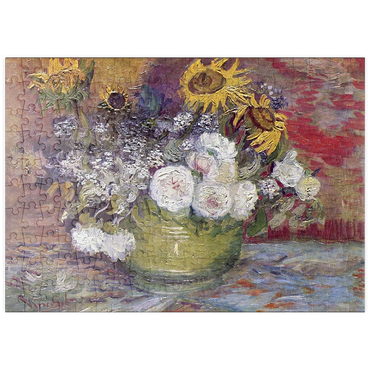 Darstellung des Puzzle Motivs puzzleplate Vincent van Gogh's Bowl With Sunflowers Roses And Other Flowers (1886) 200 Puzzle