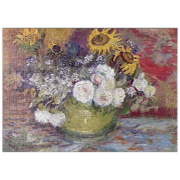 Darstellung des Puzzle Motivs puzzleplate Vincent van Gogh's Bowl With Sunflowers Roses And Other Flowers (1886) 500 Puzzle