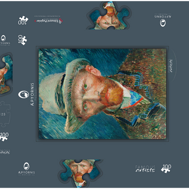 Darstellung des Puzzle Motivs Self-portrait (1887) by Vincent van Gogh 100 Puzzle Schachtel 3D Modell