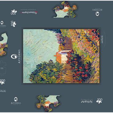 Darstellung des Puzzle Motivs Landscape (1925–1928) by Vincent van Gogh 100 Puzzle Schachtel 3D Modell