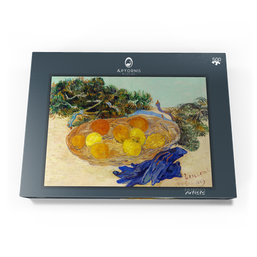 Darstellung des Puzzle Motivs Still Life of Oranges and Lemons with Blue Gloves (1889) by Vincent van Gogh 500 Puzzle Schachtel Ansicht3