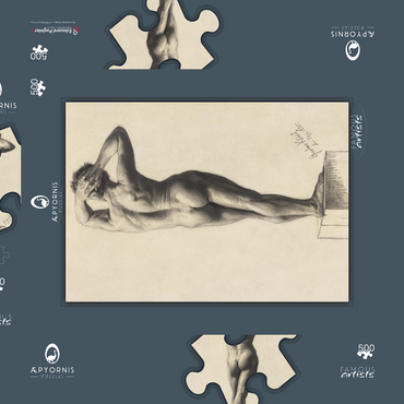 Darstellung des Puzzle Motivs Male Nude (1880) by Gustav Klimt 500 Puzzle Schachtel 3D Modell