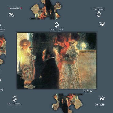 Darstellung des Puzzle Motivs Gustav Klimt's Schubert at the Piano II (1899) 1000 Puzzle Schachtel 3D Modell