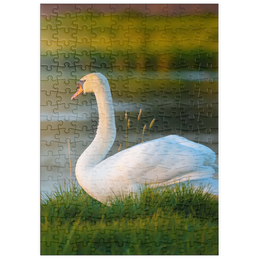 Darstellung des Puzzle Motivs puzzleplate Schwan am See 200 Puzzle