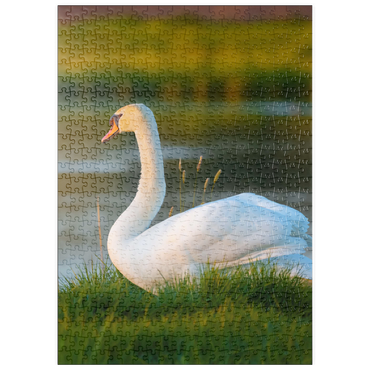 Darstellung des Puzzle Motivs puzzleplate Schwan am See 500 Puzzle