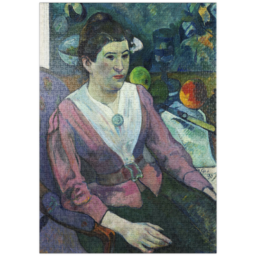 Darstellung des Puzzle Motivs puzzleplate Woman in front of a Still Life by Cézanne (1890) by Paul Gauguin 1000 Puzzle
