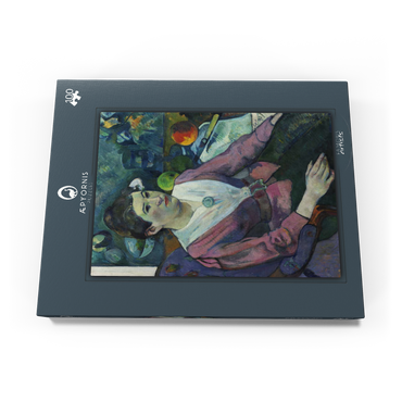 Darstellung des Puzzle Motivs Woman in front of a Still Life by Cézanne (1890) by Paul Gauguin 100 Puzzle Schachtel Ansicht3