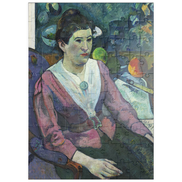 Darstellung des Puzzle Motivs puzzleplate Woman in front of a Still Life by Cézanne (1890) by Paul Gauguin 100 Puzzle