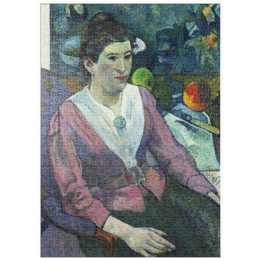 Darstellung des Puzzle Motivs puzzleplate Woman in front of a Still Life by Cézanne (1890) by Paul Gauguin 500 Puzzle