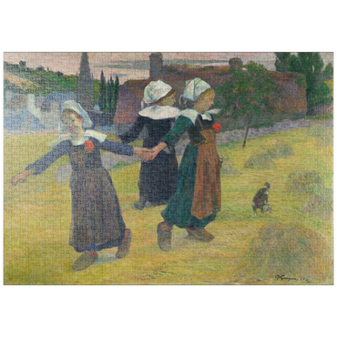 Darstellung des Puzzle Motivs puzzleplate Breton Girls Dancing, Pont-Aven (1888) by Paul Gauguin 1000 Puzzle