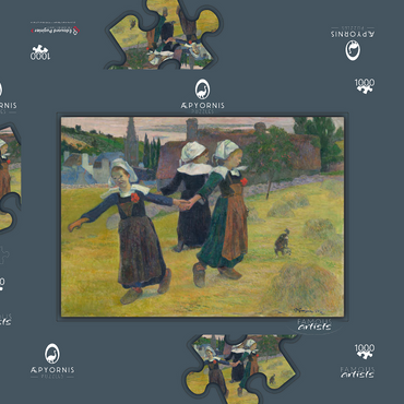 Darstellung des Puzzle Motivs Breton Girls Dancing, Pont-Aven (1888) by Paul Gauguin 1000 Puzzle Schachtel 3D Modell