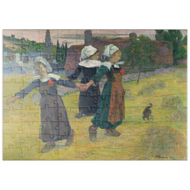 Darstellung des Puzzle Motivs puzzleplate Breton Girls Dancing, Pont-Aven (1888) by Paul Gauguin 100 Puzzle