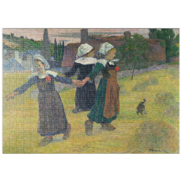 Darstellung des Puzzle Motivs puzzleplate Breton Girls Dancing, Pont-Aven (1888) by Paul Gauguin 500 Puzzle