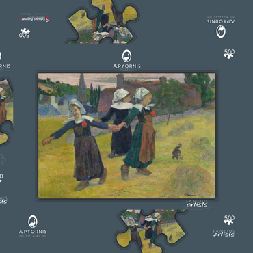Darstellung des Puzzle Motivs Breton Girls Dancing, Pont-Aven (1888) by Paul Gauguin 500 Puzzle Schachtel 3D Modell