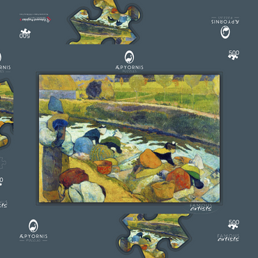 Darstellung des Puzzle Motivs Paul Gauguin's Washerwomen (1888) 500 Puzzle Schachtel 3D Modell