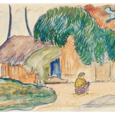 Darstellung des Puzzle Motivs Tahitian Hut (ca. 1891–1893) by Paul Gauguin 100 Puzzle 3D Modell