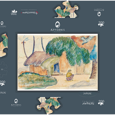 Darstellung des Puzzle Motivs Tahitian Hut (ca. 1891–1893) by Paul Gauguin 200 Puzzle Schachtel 3D Modell