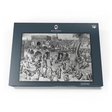 Darstellung des Puzzle Motivs Ice Skating before the Gate of Saint George, Antwerp, 1558, by Pieter Bruegel the Elder 1000 Puzzle Schachtel Ansicht3
