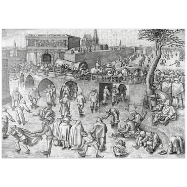 Darstellung des Puzzle Motivs puzzleplate Ice Skating before the Gate of Saint George, Antwerp, 1558, by Pieter Bruegel the Elder 1000 Puzzle