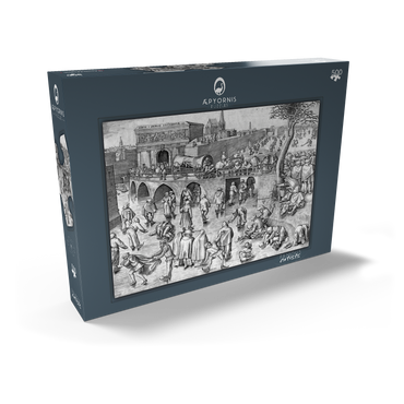 Darstellung des Puzzle Motivs Ice Skating before the Gate of Saint George, Antwerp, 1558, by Pieter Bruegel the Elder 500 Puzzle Schachtel Ansicht2