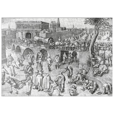 Darstellung des Puzzle Motivs puzzleplate Ice Skating before the Gate of Saint George, Antwerp, 1558, by Pieter Bruegel the Elder 500 Puzzle