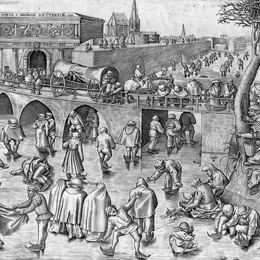 Darstellung des Puzzle Motivs Ice Skating before the Gate of Saint George, Antwerp, 1558, by Pieter Bruegel the Elder 500 Puzzle 3D Modell