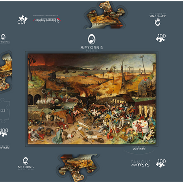 Darstellung des Puzzle Motivs The Triumph of Death, 1563, by Pieter Bruegel the Elder 100 Puzzle Schachtel 3D Modell