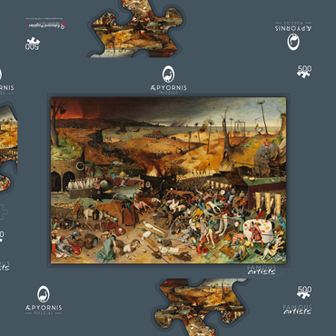 Darstellung des Puzzle Motivs The Triumph of Death, 1563, by Pieter Bruegel the Elder 500 Puzzle Schachtel 3D Modell