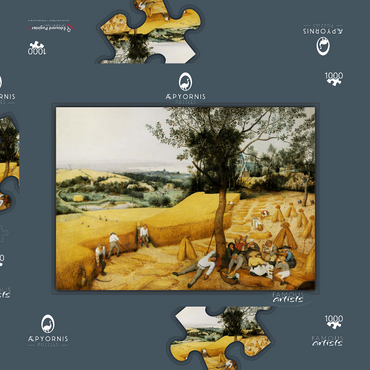 Darstellung des Puzzle Motivs The Harvesters (July–August), 1565, by Pieter Bruegel the Elder 1000 Puzzle Schachtel 3D Modell
