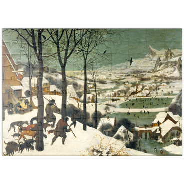 Darstellung des Puzzle Motivs puzzleplate Hunters in the Snow, 1565, by Pieter Bruegel the Elder 100 Puzzle