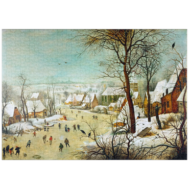 Darstellung des Puzzle Motivs puzzleplate Winter Landscape with Skaters and a Bird Trap, 1565, by Pieter Bruegel the Elder 1000 Puzzle