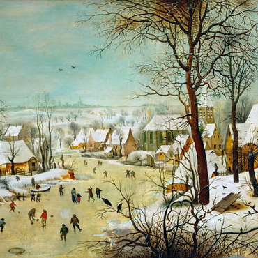 Darstellung des Puzzle Motivs Winter Landscape with Skaters and a Bird Trap, 1565, by Pieter Bruegel the Elder 200 Puzzle 3D Modell