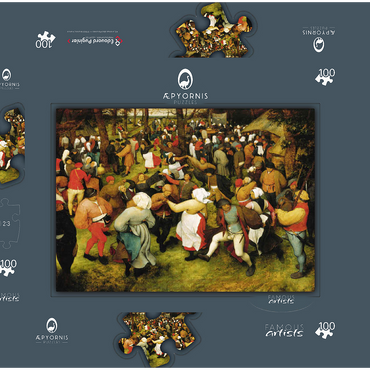 Darstellung des Puzzle Motivs The Wedding Dance in the open air, 1566, by Pieter Bruegel the Elder 100 Puzzle Schachtel 3D Modell