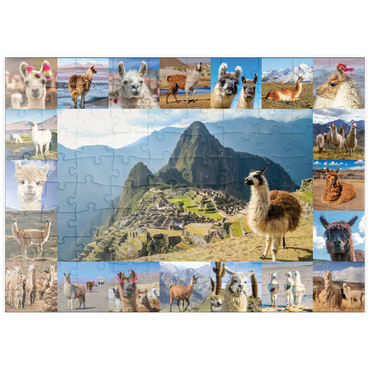 Darstellung des Puzzle Motivs puzzleplate Lamas und Alpakas - Collage No. 1 100 Puzzle