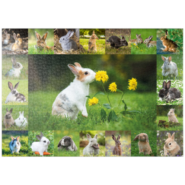 Darstellung des Puzzle Motivs puzzleplate Bunnies & Flowers - Collage No. 1 1000 Puzzle