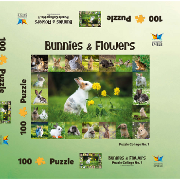 Darstellung des Puzzle Motivs Bunnies & Flowers - Collage No. 1 100 Puzzle Schachtel 3D Modell
