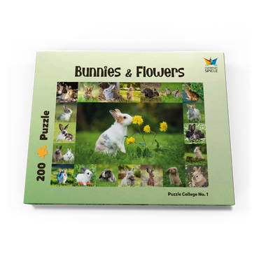Darstellung des Puzzle Motivs Bunnies & Flowers - Collage No. 1 200 Puzzle Schachtel Ansicht3