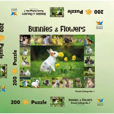 Darstellung des Puzzle Motivs Bunnies & Flowers - Collage No. 1 200 Puzzle Schachtel 3D Modell