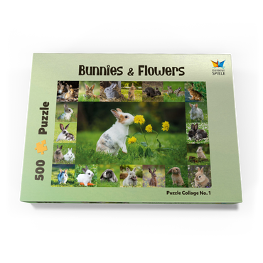 Darstellung des Puzzle Motivs Bunnies & Flowers - Collage No. 1 500 Puzzle Schachtel Ansicht3