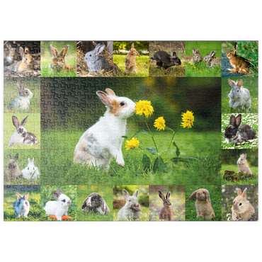 Darstellung des Puzzle Motivs puzzleplate Bunnies & Flowers - Collage No. 1 500 Puzzle