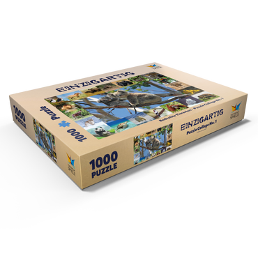 Darstellung des Puzzle Motivs Einzigartig - Bedrohte Tierarten - Collage No. 1 1000 Puzzle Schachtel Ansicht1