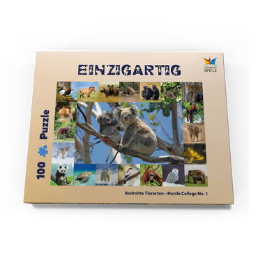 Darstellung des Puzzle Motivs Einzigartig - Bedrohte Tierarten - Collage No. 1 100 Puzzle Schachtel Ansicht3