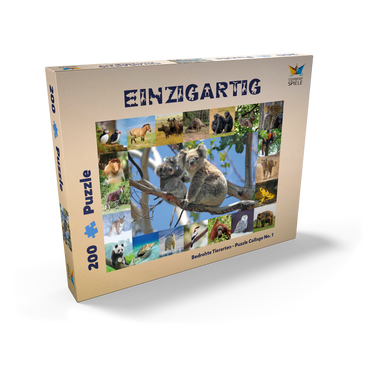 Darstellung des Puzzle Motivs Einzigartig - Bedrohte Tierarten - Collage No. 1 200 Puzzle Schachtel Ansicht2