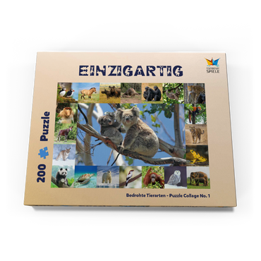 Darstellung des Puzzle Motivs Einzigartig - Bedrohte Tierarten - Collage No. 1 200 Puzzle Schachtel Ansicht3
