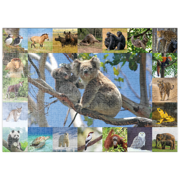 Darstellung des Puzzle Motivs puzzleplate Einzigartig - Bedrohte Tierarten - Collage No. 1 500 Puzzle
