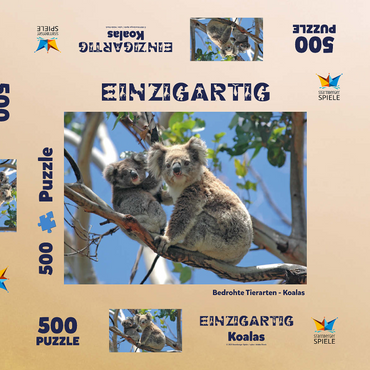 Darstellung des Puzzle Motivs Bedrohte Tierarten - Koalas 500 Puzzle Schachtel 3D Modell