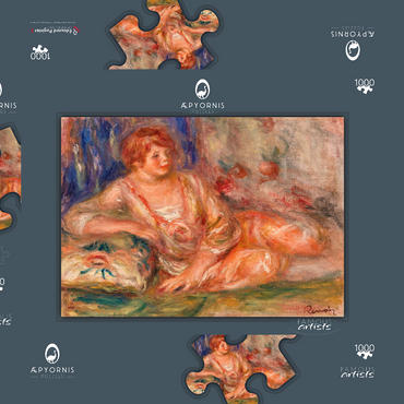 Darstellung des Puzzle Motivs Andrée in Pink, Reclining (Andrée en rose étendue) (1918) by Pierre-Auguste Renoir 1000 Puzzle Schachtel 3D Modell
