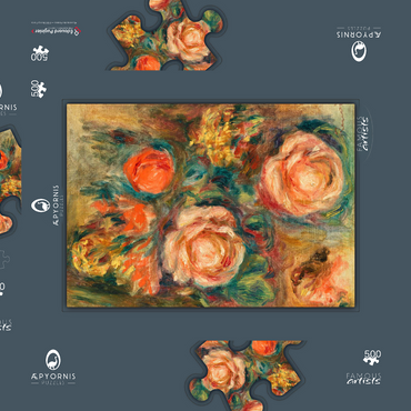 Darstellung des Puzzle Motivs Bouquet of Roses (Bouquet de roses) (1900) by Pierre-Auguste Renoir 500 Puzzle Schachtel 3D Modell